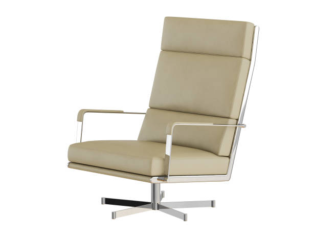 istock Office leather chair beige with high backrest 1039085118