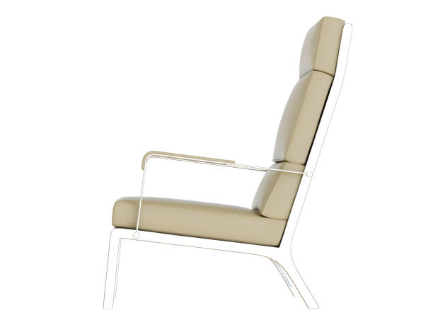 istock Beige leather armchair with high backrest 1039085290