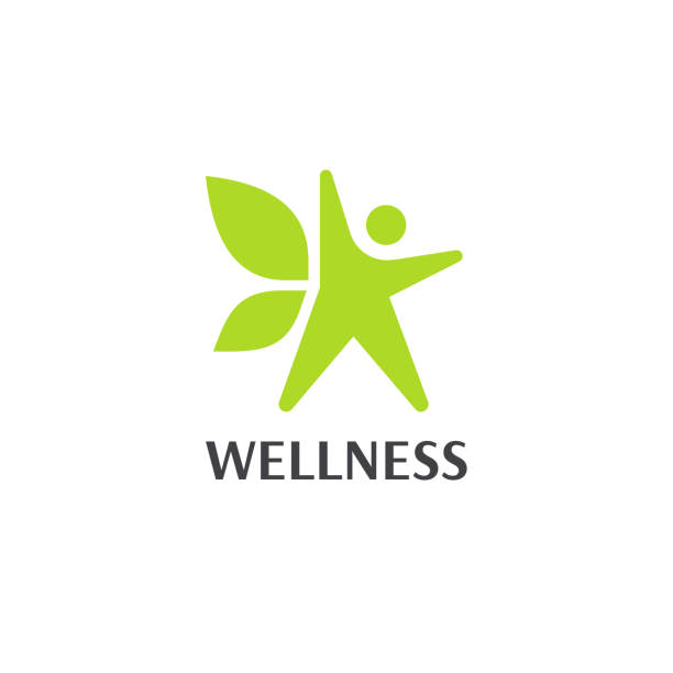ilustraciones, imágenes clip art, dibujos animados e iconos de stock de una plantilla de diseño de vector de fitness wellness. - bienestar