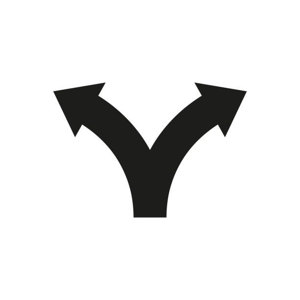 ilustrações, clipart, desenhos animados e ícones de duas setas de direção do caminho. ícone de vetor - variation direction sign choice