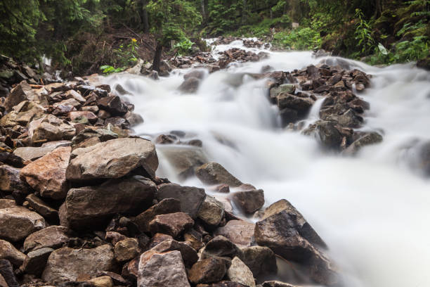 istock Fast and rapid mountain stream current after rain 1039141390
