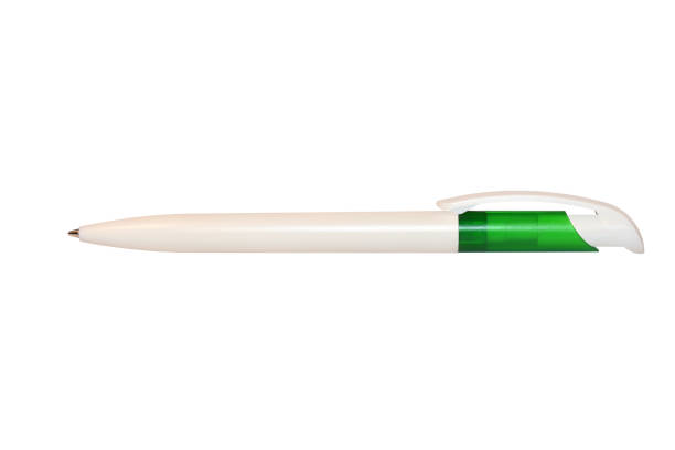 istock Green automatic plastic ballpoint pen isolated on white background 1039142460