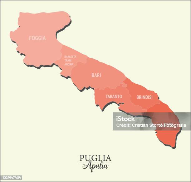 Apulia Vector Map Divided Into Provinces Stock Illustration - Download Image Now - Puglia, Map, Italy