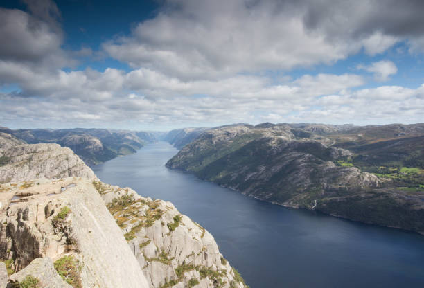 istock Stunning Norway landscape with a beautiful calm river and blue sky with clouds 1039147708