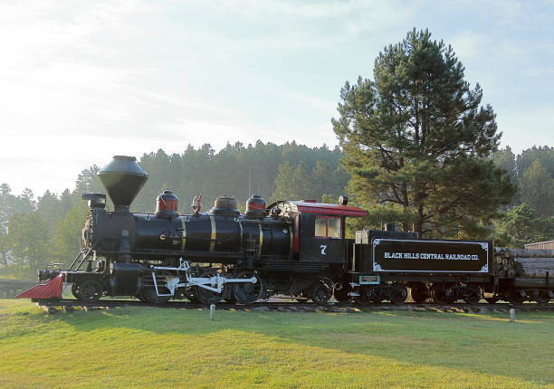 1880 steam train a hill city, dakota del sud - baldwin locomotive works foto e immagini stock