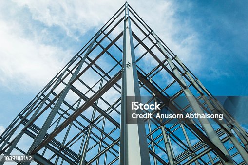 istock Structure of steel for building construction on sky background. 1039183142