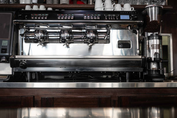 Coffee machine in a cafe in Paris, France.