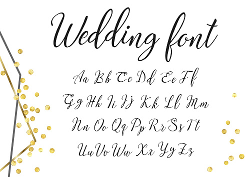 Vector handwritten lettering alphabet. Wedding calligraphic font on white background.