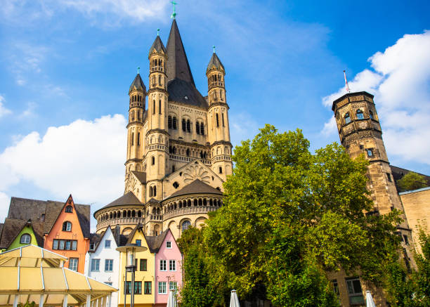 Cologne Germany View of colorful architecture and old church in Cologne Germany koln germany stock pictures, royalty-free photos & images