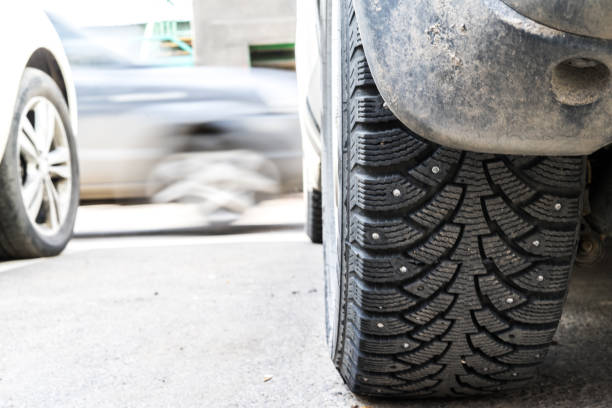 istock winter tyre with studs or spikes 1039240688