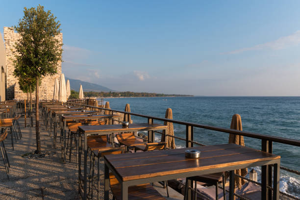 istock Table and chairs by the sea 1039243476