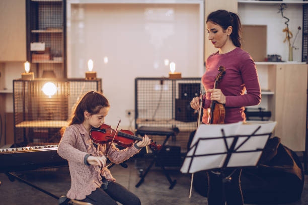istock Girl teaching to play violin 1039281216