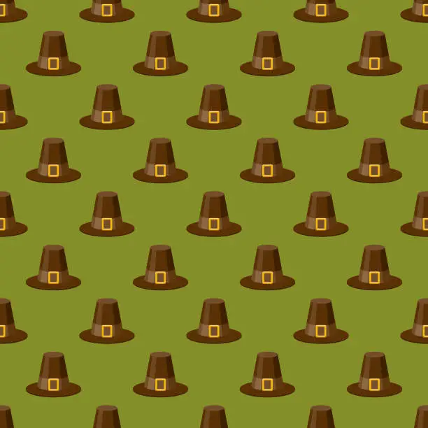 Vector illustration of Pilgrim's Hat Seamless Pattern