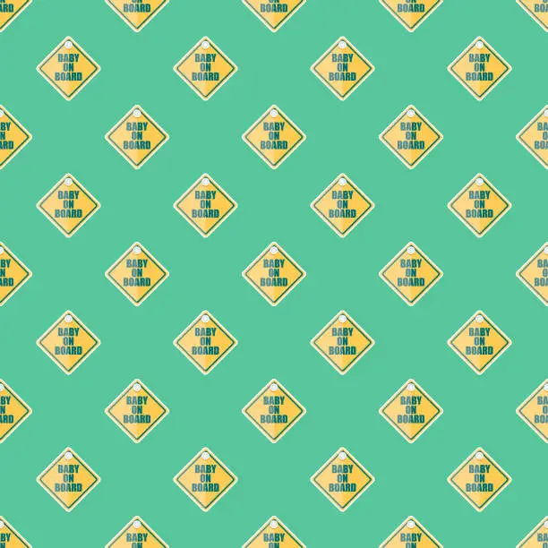 Vector illustration of Baby On Board Sign Seamless Pattern