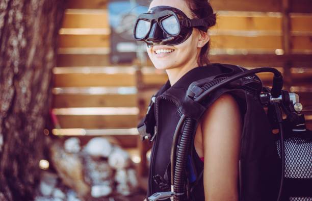 istock Woman with diving glasses 1039286030