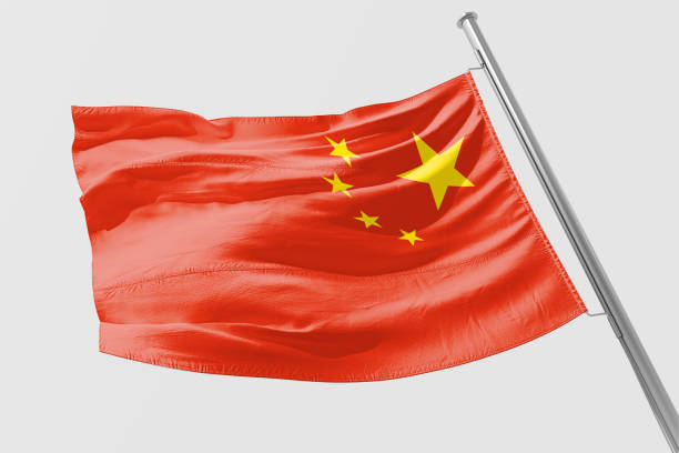 Isolated China Flag waving 3d Realistic China Flag Rendered