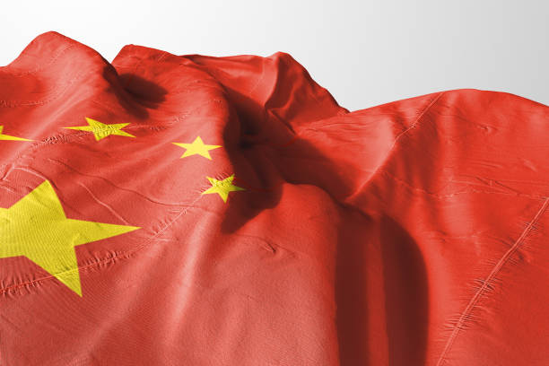 Isolated China Flag waving 3d Realistic China Flag Rendered
