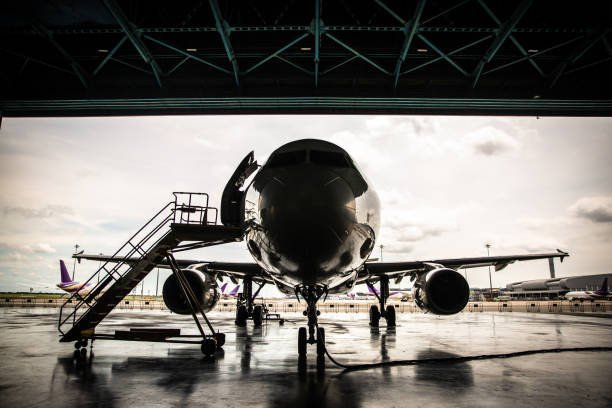 istock Airplane in Hangar and landing gear 1039352216