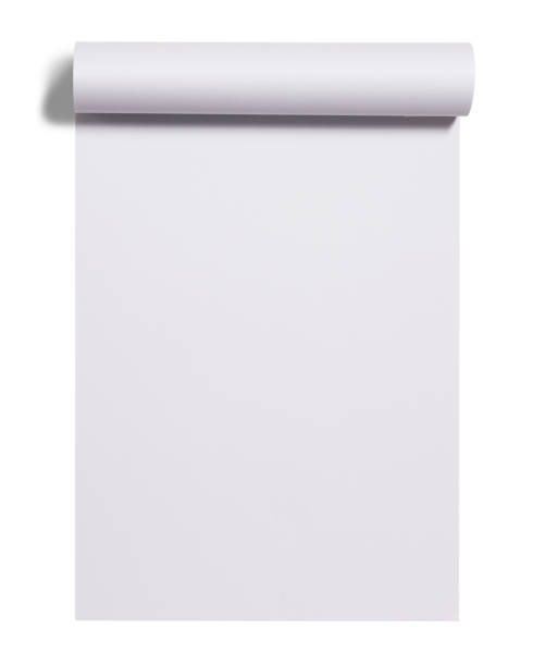 scorrimento del foglio di carta bianca - parchment scroll paper document foto e immagini stock