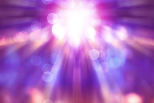 blurred theatre show with purple light on stage, abstract image of concert lighting - curtain stage theater theatrical performance red imagens e fotografias de stock