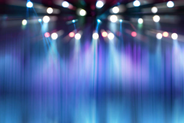 blurred lights on stage, abstract image of concert lighting - theatrical performance stage theater broadway curtain imagens e fotografias de stock