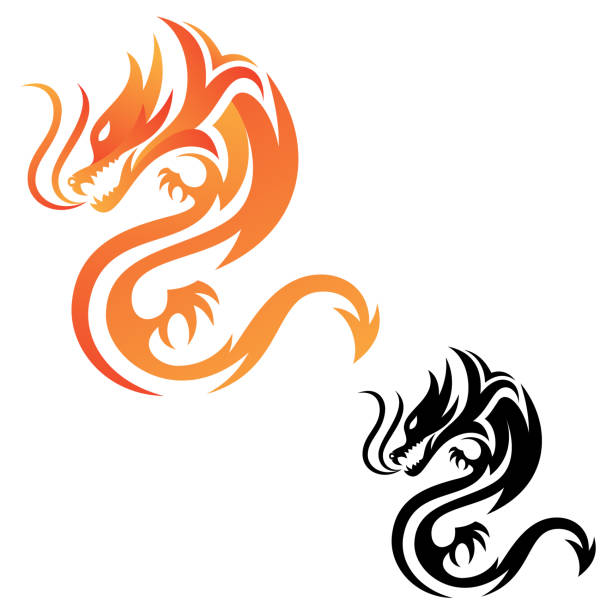 Tribal dragon fire vector icon for graphic design, web and app Tribal dragon fire vector icon for graphic design, web and app. Abstract design animal mythology. Vector illustration EPS.8 EPS.10 asian mythology stock illustrations