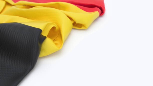 Belgian national flag with fabric texture close-up