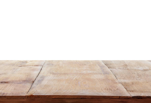istock Wood table top on white background 1039400468