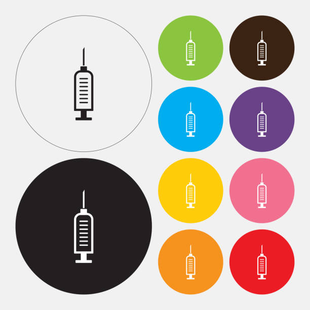 ilustrações, clipart, desenhos animados e ícones de seringa ícone - syringe surgical needle vaccination injecting