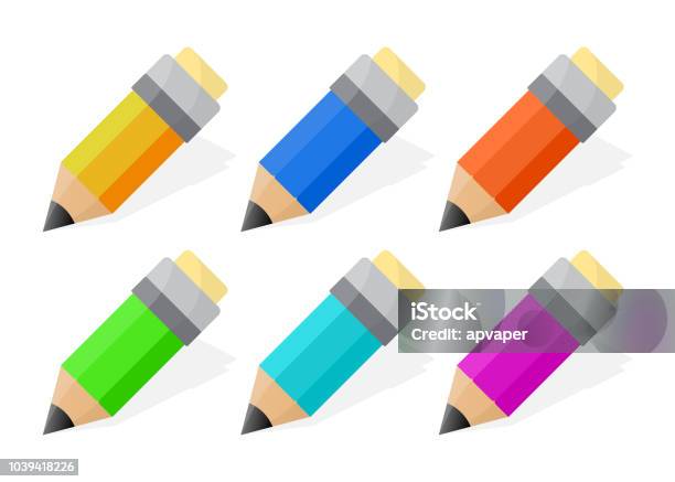 Set Of Childrens Pencil Isolated Icon Cartoon Style Vector Illustration  Stock Illustration - Download Image Now - iStock