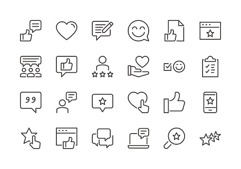 Testimonials - Regular Line Icons - Vector EPS 10 File, Pixel Perfect 24 Icons.