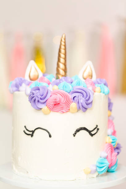istock Unicorn cake decorated with multicolor buttercream icing. 1039456934