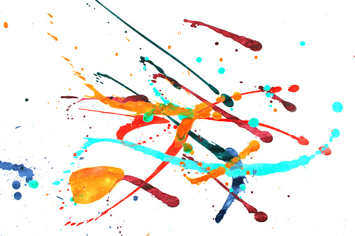 Multicolored abstract splashes of pain on white