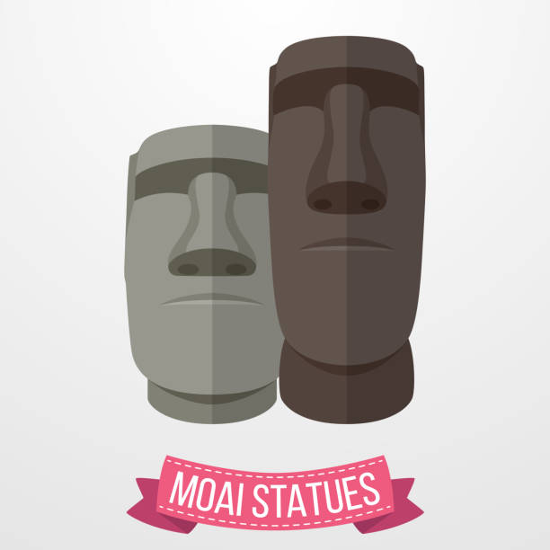 illustrazioni stock, clip art, cartoni animati e icone di tendenza di icona delle statue moai su sfondo bianco - moai statue