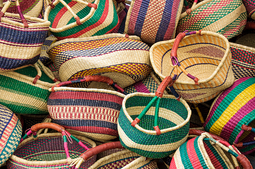 Bolga baskets, handmade by skilled female artisans in the  Bolgatana region of Ghana in West Africa, are a popular fair trade import.