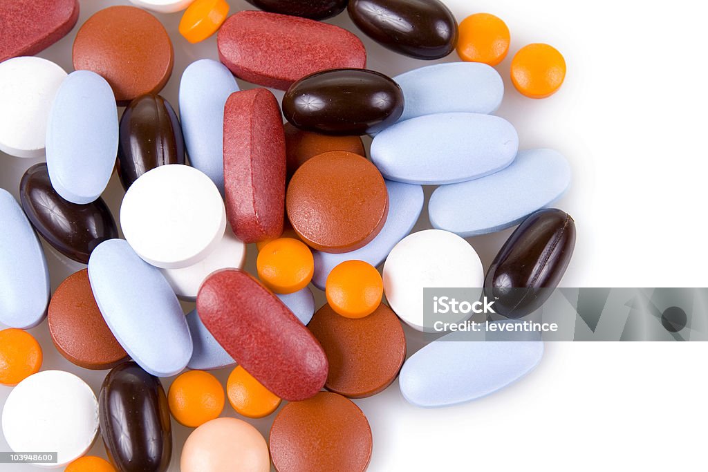 Coquetel colorido de comprimidos - Foto de stock de Analgésico royalty-free