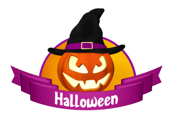 Halloween pumpkin ribbon witch hat jack o lantern 3D