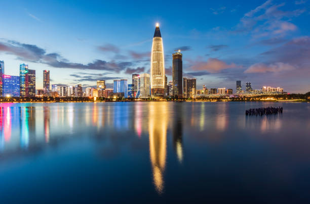 istock Night view of Shenzhen Nanshan District Talent Park 1039502094