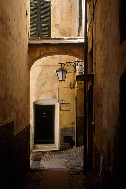 Alley in Cervo, Italy stock photo