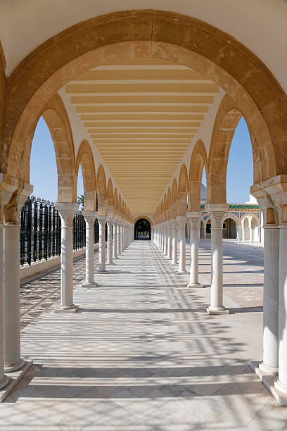Caesarea, Israel - 11 of May 2023: View of the courtyard inside of the Ralli Museum building. Traditional oriental architecture.
