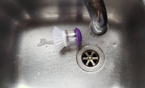 istock Purple dish brush. 1039526060