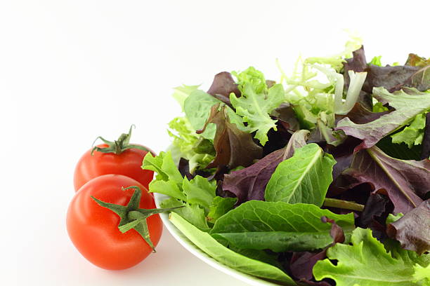 Green salad and tomatoes stock photo