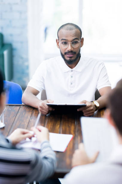 istock Young man at job interview 1039552622