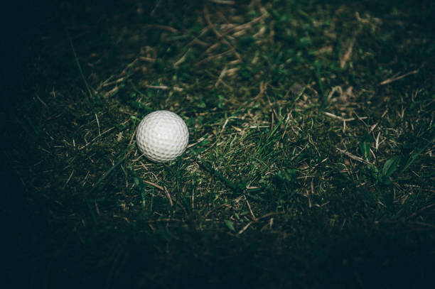 High Angle View Of Golf Ball On Grassy Field At Night Photo Taken In New York City, United States night golf stock pictures, royalty-free photos & images