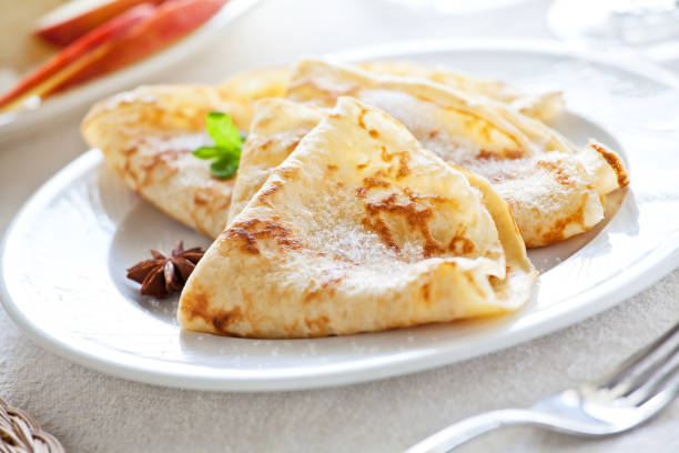 homemade french crepes - crepe imagens e fotografias de stock