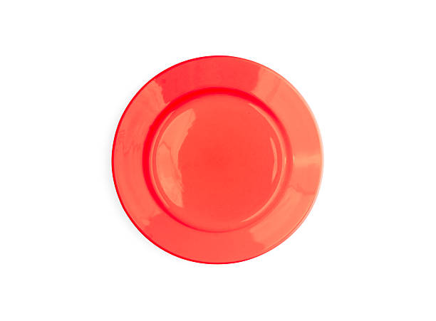 istock Red round plate isolated on white 103956407