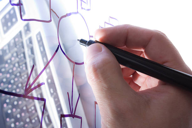 istock hand draws  on a transparent glass 103956541