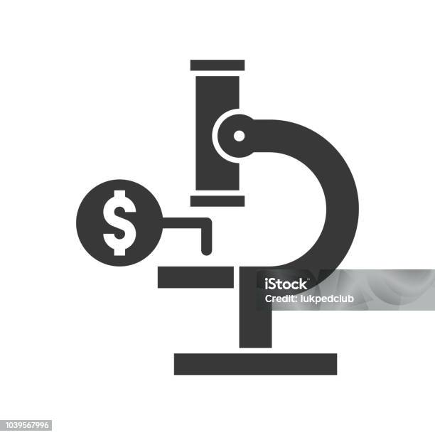 Microscope And Money Economic Analysis Icon Stock Illustration - Download Image Now - Analyzing, Black Color, Cut Out