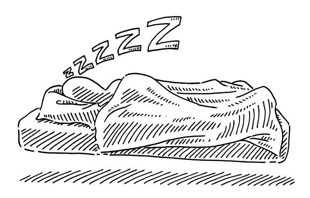 Sleeping Human Figure Drawing Hand-drawn vector drawing of a Sleeping Human Figure. Black-and-White sketch on a transparent background (.eps-file). Included files are EPS (v10) and Hi-Res JPG. drawing of mattress stock illustrations