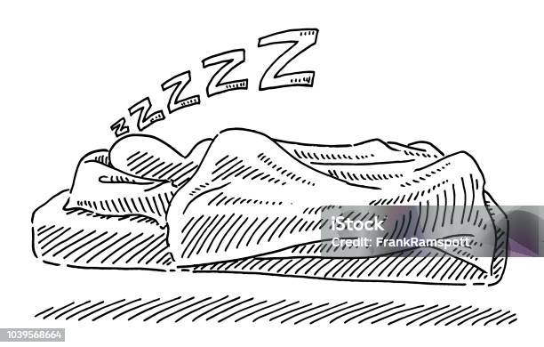 Sleeping Human Figure Drawing Stock Illustration - Download Image Now - Sleeping, Blanket, Drawing - Art Product